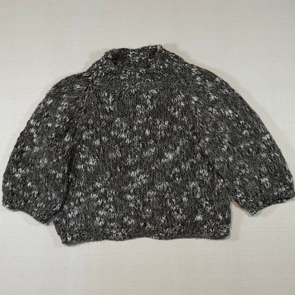 Jaki London Mockneck Wool Blend Chunky Knit Sweater Made in Italy One size
